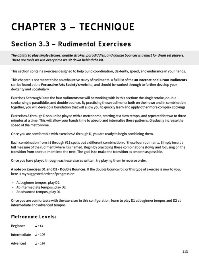 Section 3.3 - Rudimental Exercises Intro Page